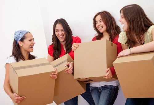 Packed student moving boxes ready for collection in Isleworth