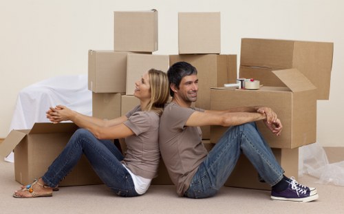 Furniture and household items loaded into a moving truck in Isleworth