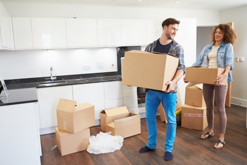 Packing office equipment and furniture for relocation in Isleworth